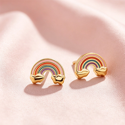 Pastel Rainbow Cloud Enamel Stud Earrings