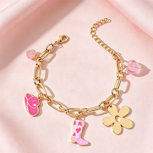 Pink Cowgirl Paperclip Chain Bracelet