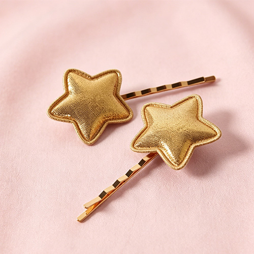 Shiny Leather Star Hair Slides