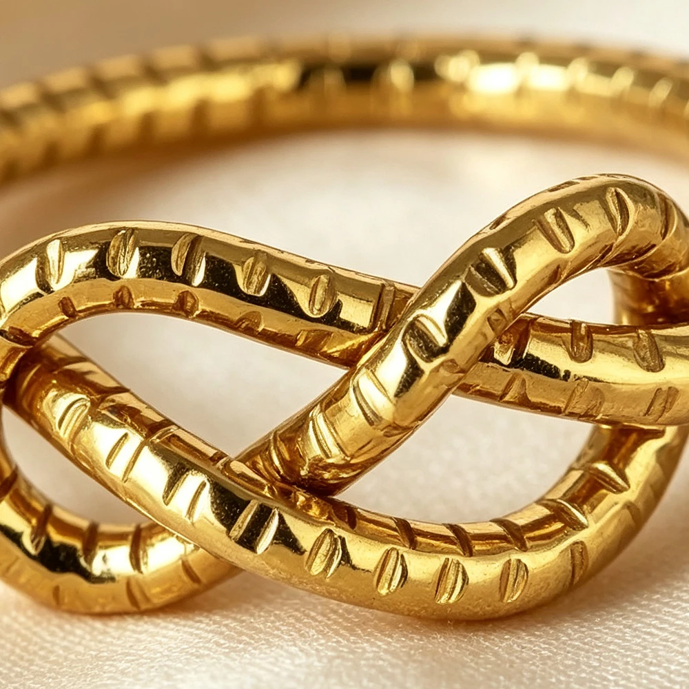 Textured Brass Knot Ring Fashion Women Statement Finger Ring 2 2