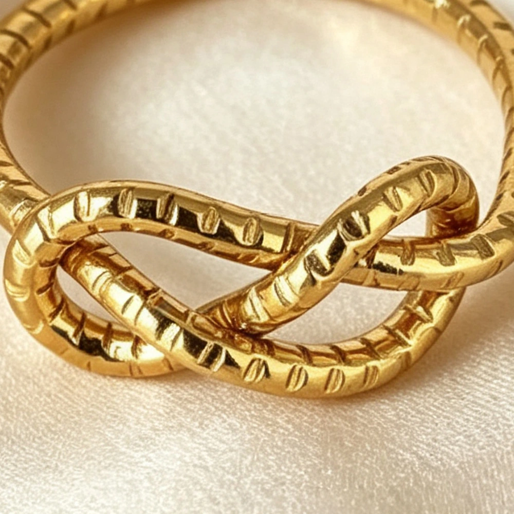 Textured Brass Knot Ring Fashion Women Statement Finger Ring 3