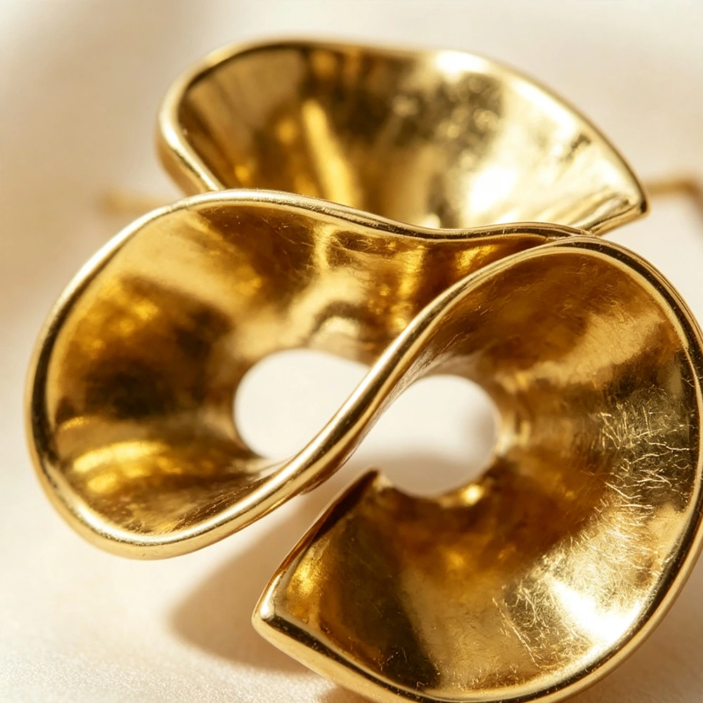 Twisted Petal Stainless Steel Stud Earrings Fashion Women Jewelry 3